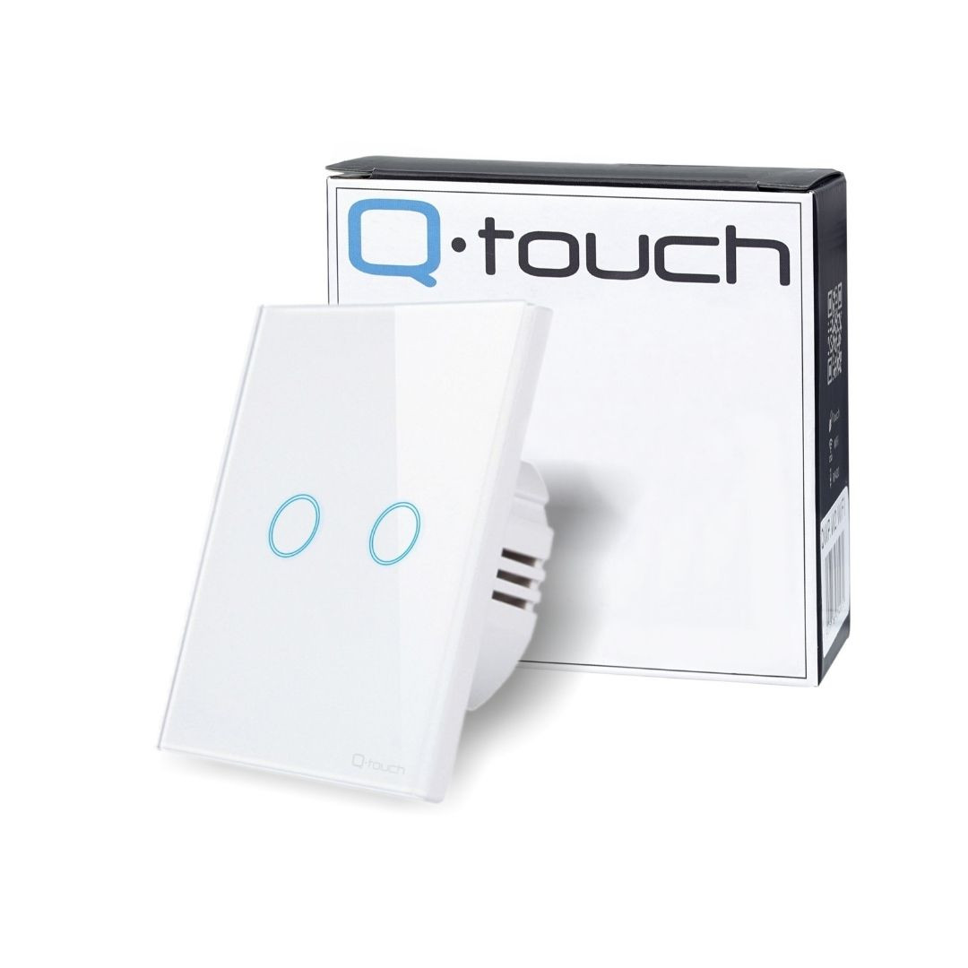 Dvojno stekleno stikalo na dotik Q-touch belo