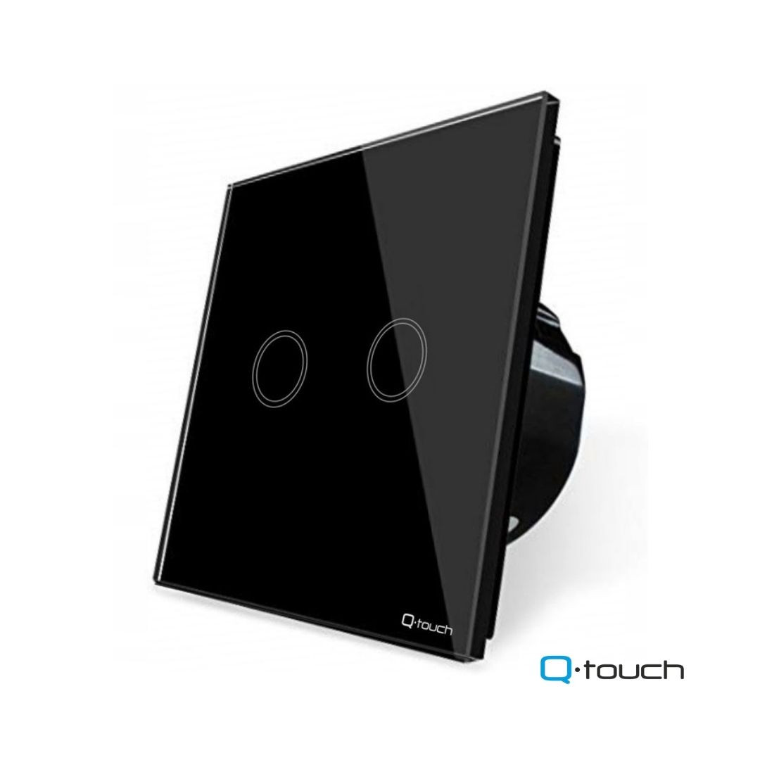 Dvojno stekleno stikalo na dotik Q-touch črno
