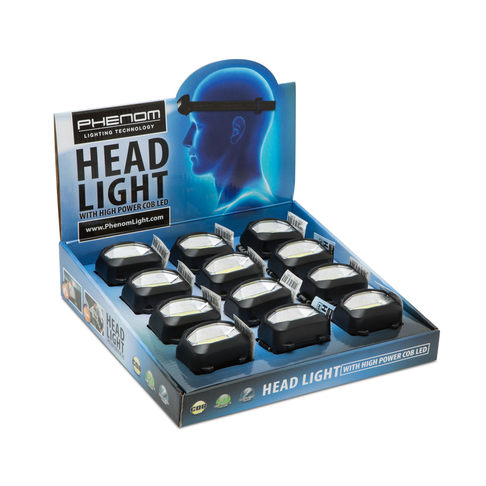 Naglavna / čelna COB LED baterijska svetilka 3W 100lm 3xAAA