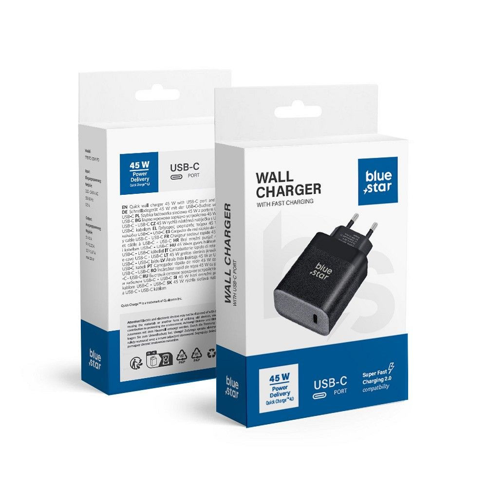 Omrežni polnilec za mobilne telefone USB-C 3A 45W power delivery QC 4 brez kabla – slika 6