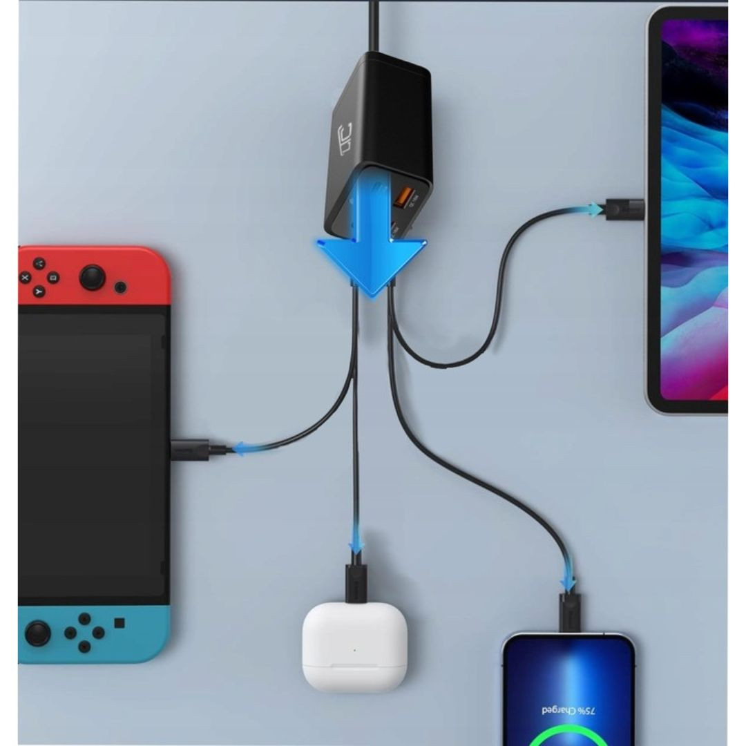Polnilna postaja QC 3.0 PD 20W / PD40W 2x USB + 2x USB-C 2,4A 80W