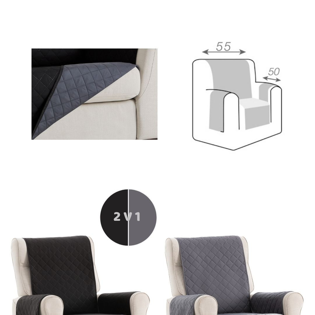 Dvostransko pregrinjalo za fotelj - enosed 55x200 cm črna / temno siva EU kvaliteta
