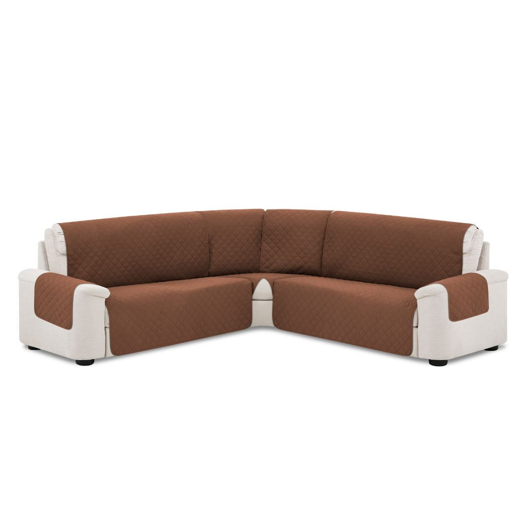 Dvostransko pregrinjalo za kotno sedežno garnituro 160x60x60x160 cm bež / rjava EU kvaliteta