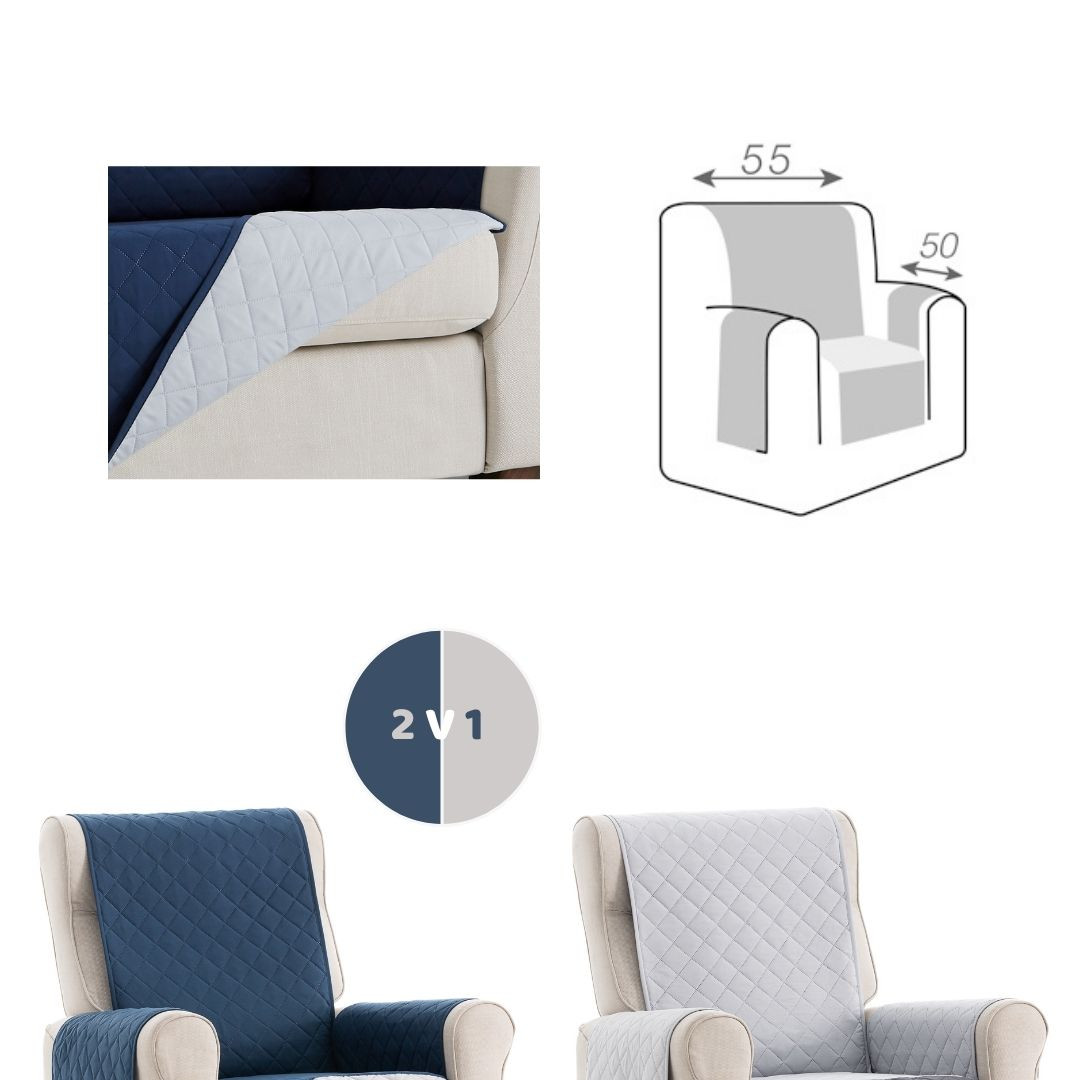 Dvostransko pregrinjalo za fotelj - enosed 55x200 cm modra / svetlo siva EU kvaliteta
