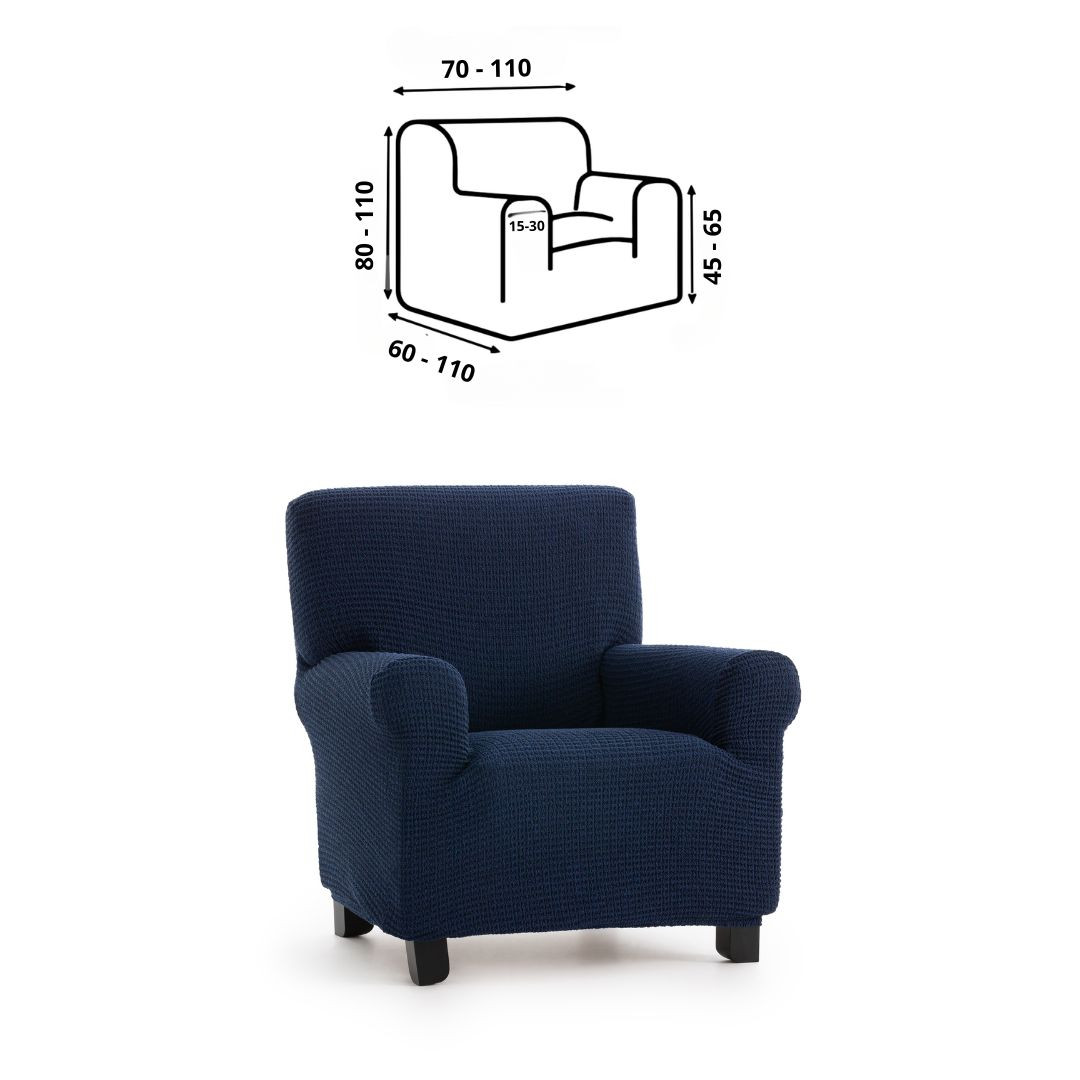Premium raztegljiva prevleka za fotelj - enosed 70-100 cm modra stretch EU kvaliteta