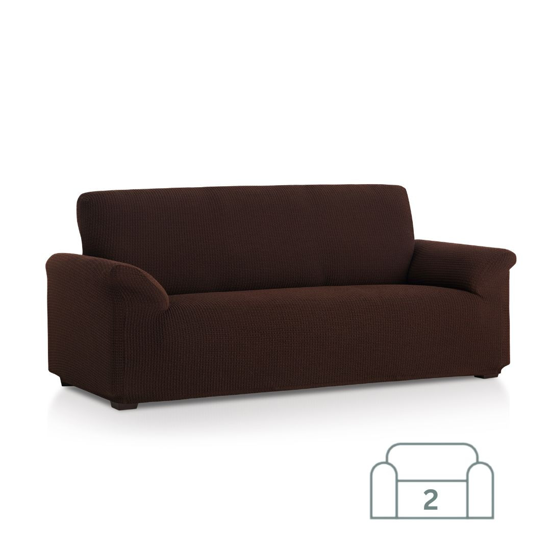 Premium raztegljiva prevleka za kavč - dvosed 130-180 cm rjava stretch EU kvaliteta