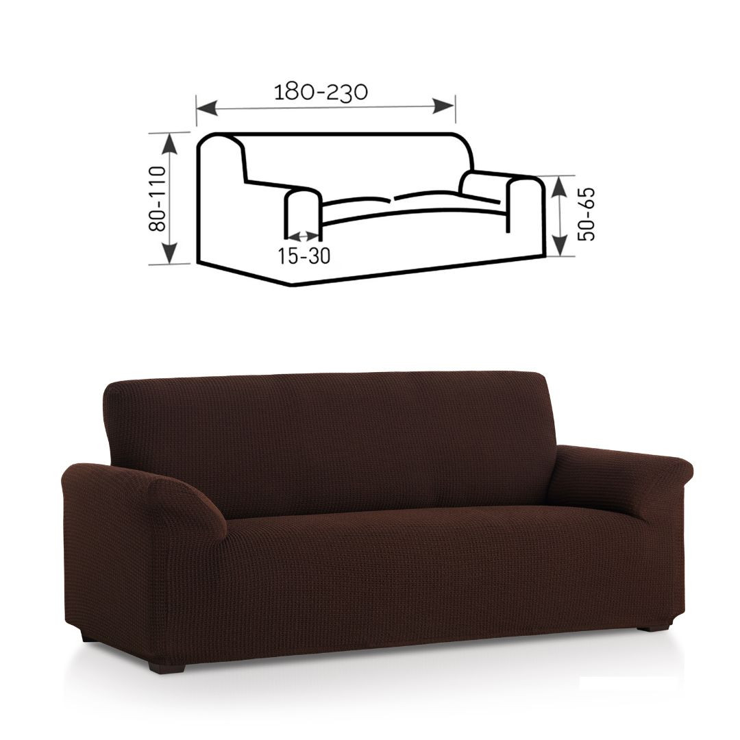 Premium raztegljiva prevleka za kavč - trosed 180-230 cm rjava stretch EU kvaliteta