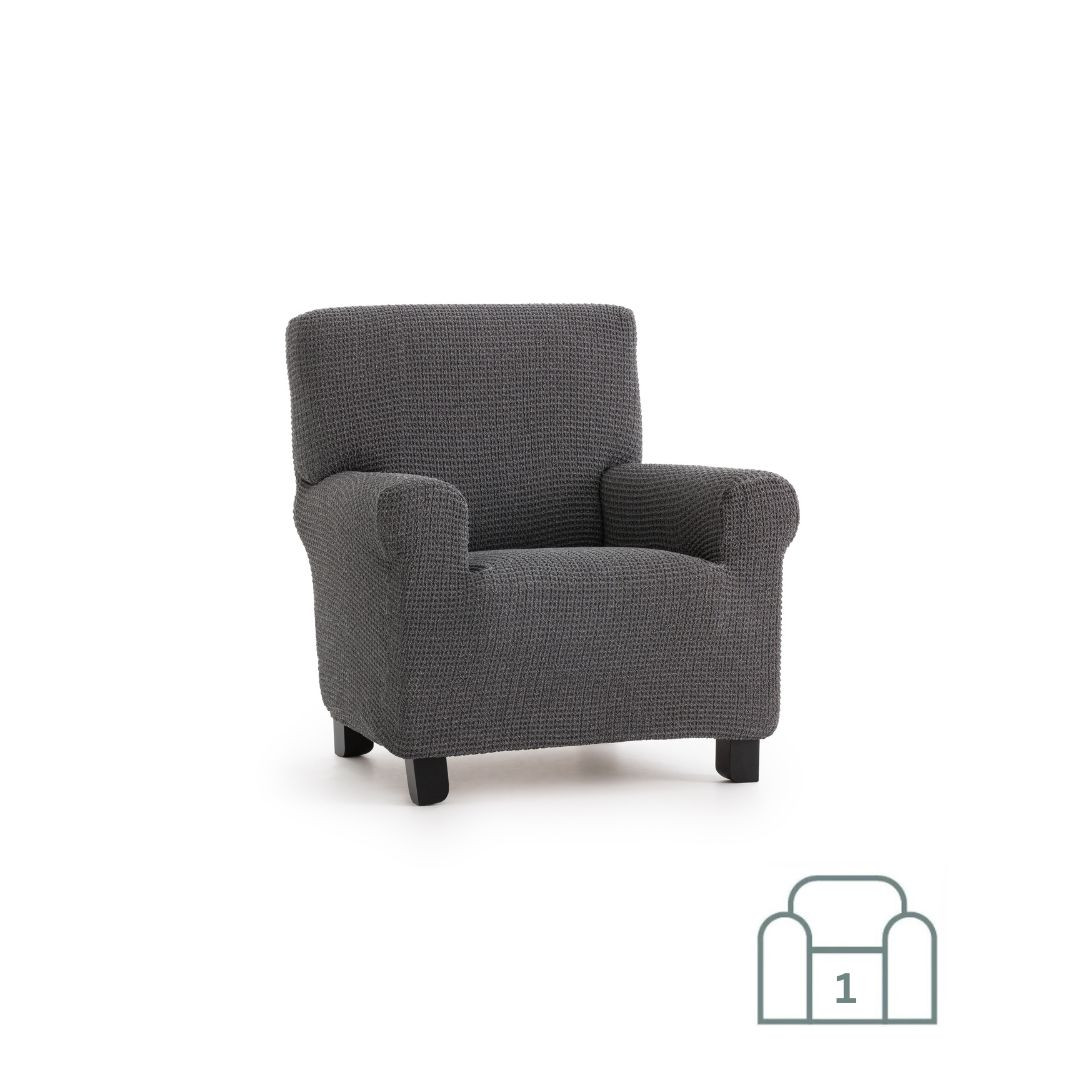 Premium raztegljiva prevleka za fotelj - enosed 70-100 cm črno-bela (siva) stretch EU kvaliteta