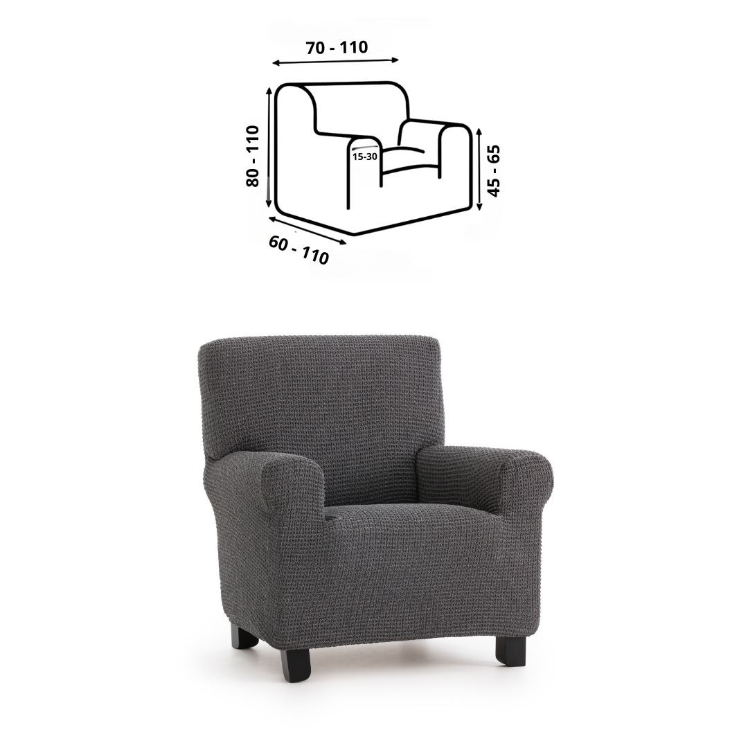 Premium raztegljiva prevleka za fotelj - enosed 70-100 cm črno-bela (siva) stretch EU kvaliteta