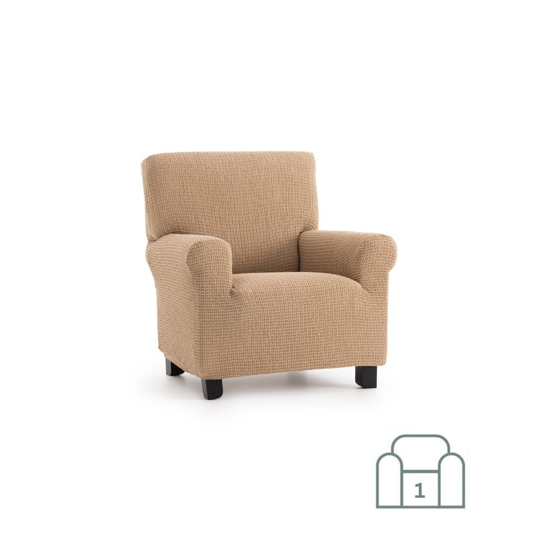 Premium raztegljiva prevleka za fotelj - enosed 70-100 cm bež stretch EU kvaliteta