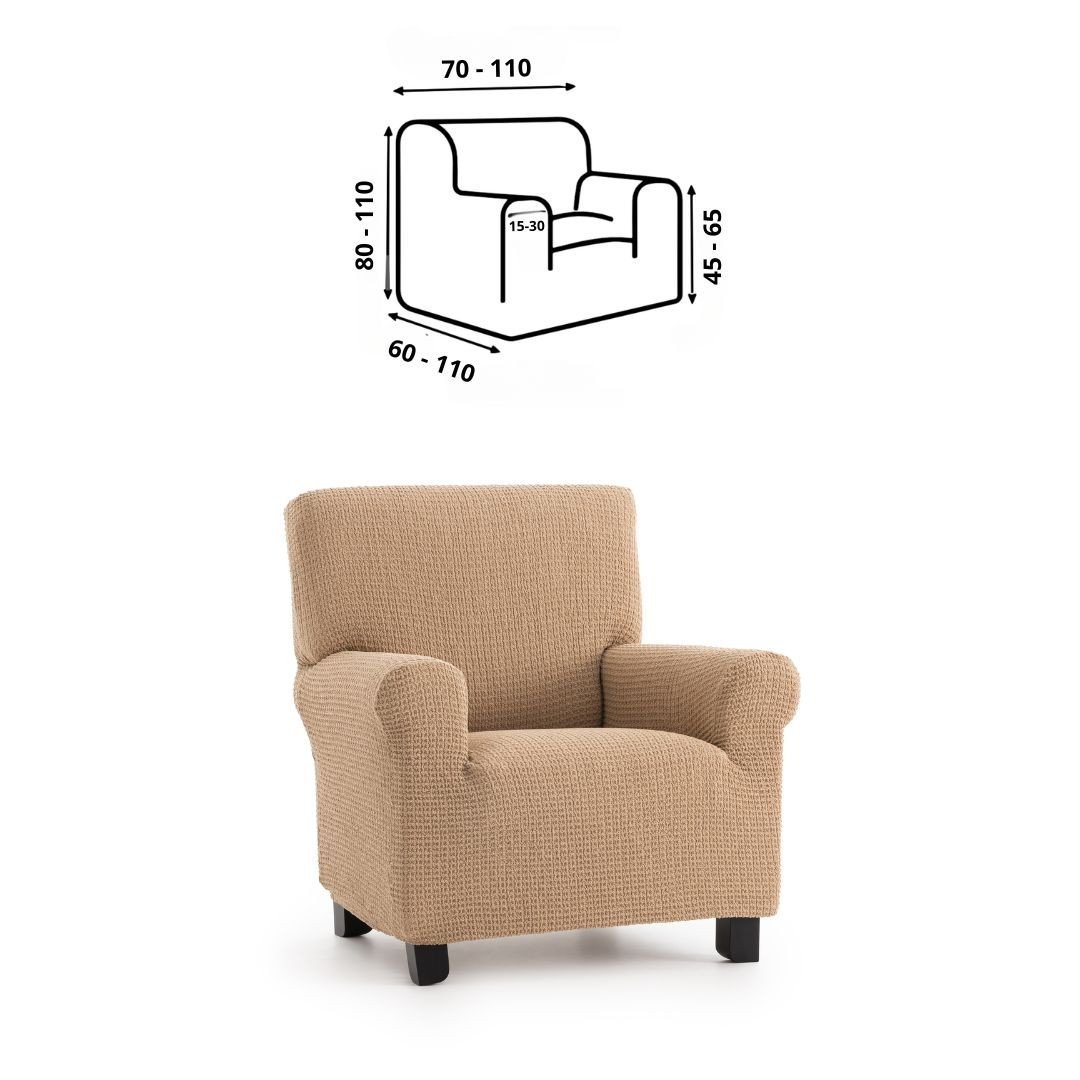Premium raztegljiva prevleka za fotelj - enosed 70-100 cm bež stretch EU kvaliteta