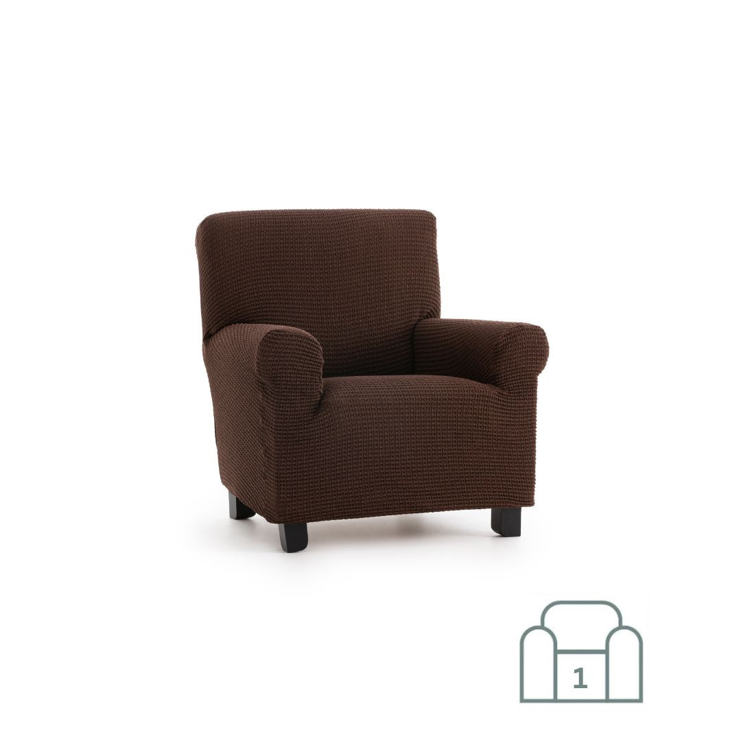 Premium raztegljiva prevleka za fotelj - enosed 70-100 cm rjava stretch EU kvaliteta
