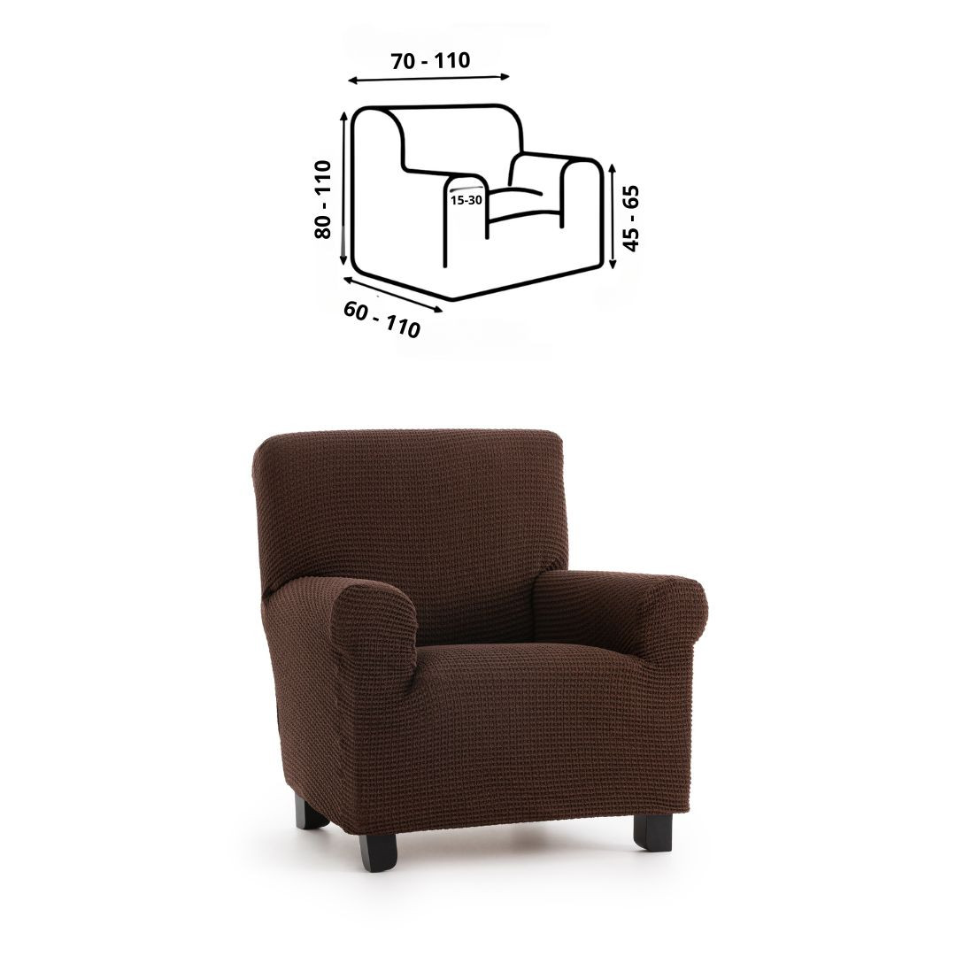 Premium raztegljiva prevleka za fotelj - enosed 70-100 cm rjava stretch EU kvaliteta