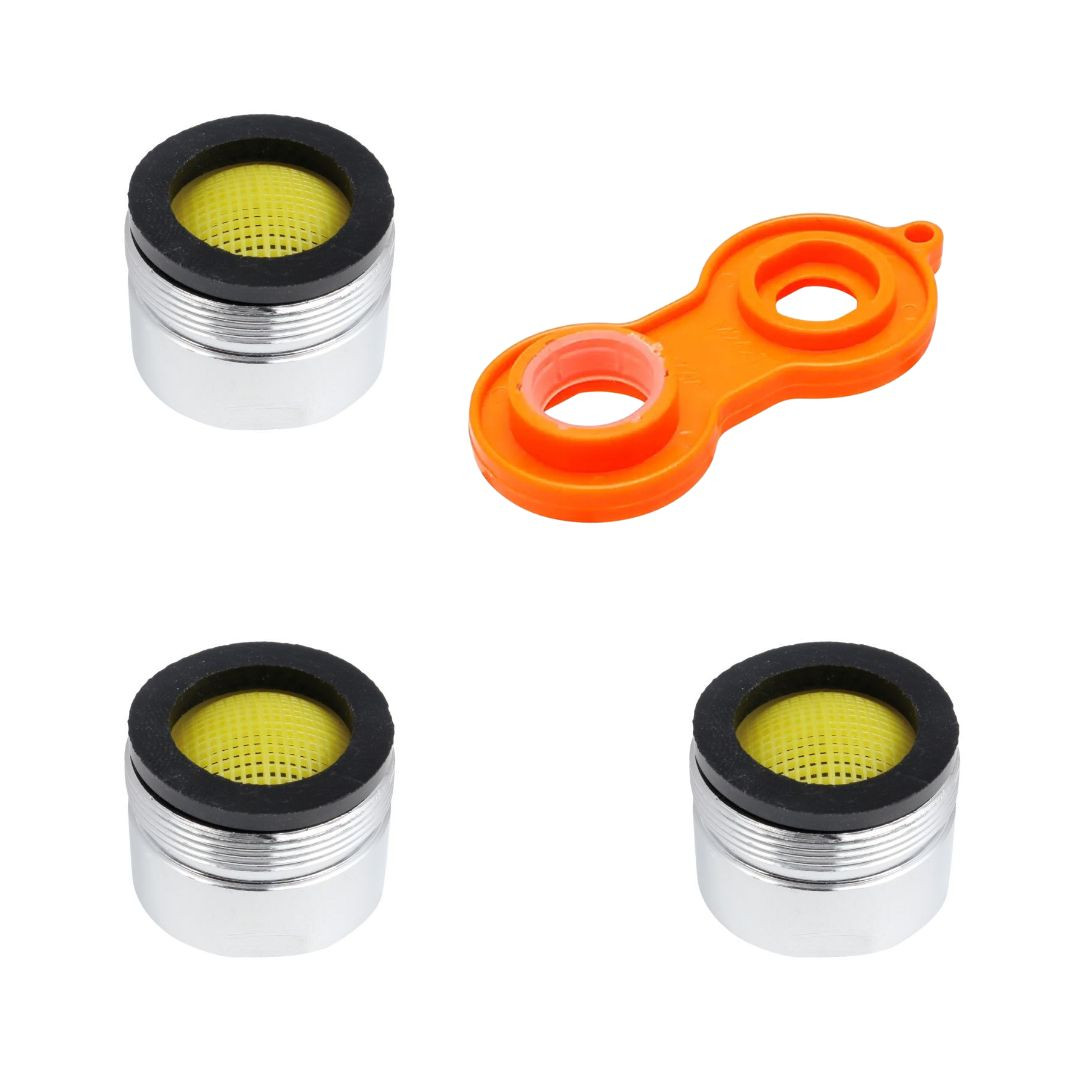 3x aerator / perlator M28 iz medenine s tesnilom + ključ za menjavo