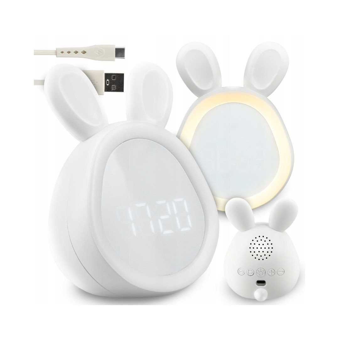 LED digitalna otroška budilka MARY'S v obliki zajčka s polnilno baterijo 1500 mAh