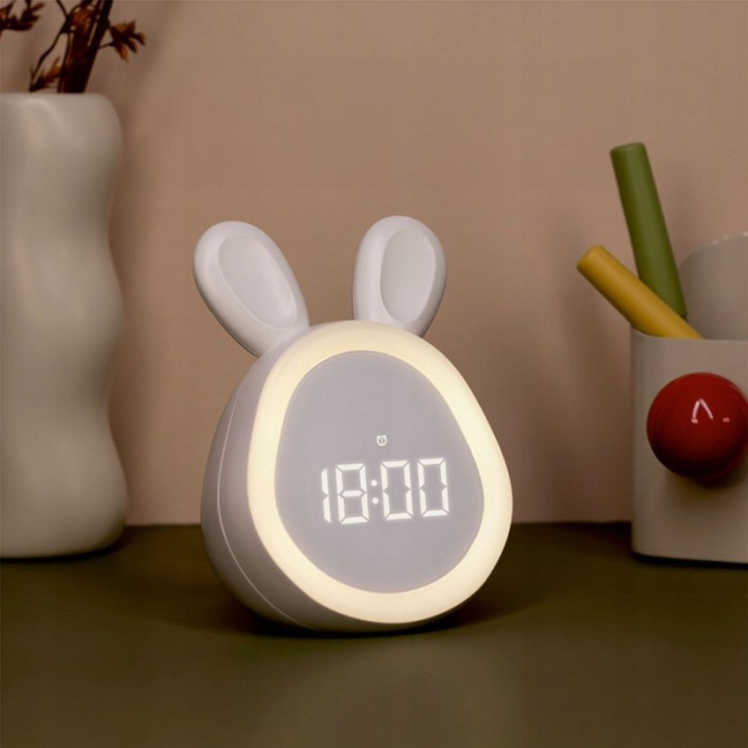 LED digitalna otroška budilka MARY'S v obliki zajčka s polnilno baterijo 1500 mAh