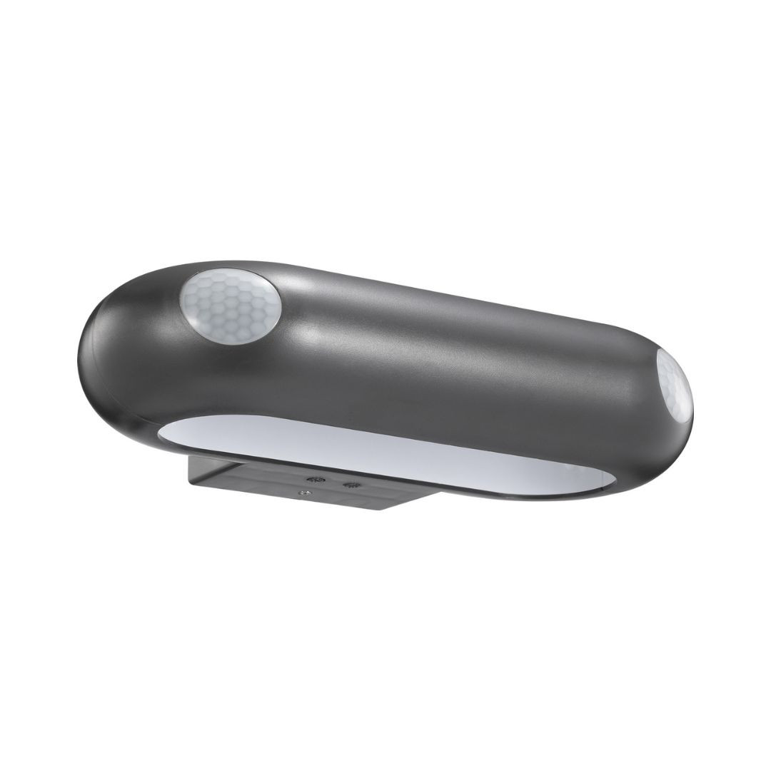 LED zunanja dvosmerna svetilka gor/dol IP65 s PIR senzorjem gibanja 18W 1200lm 4000K siva