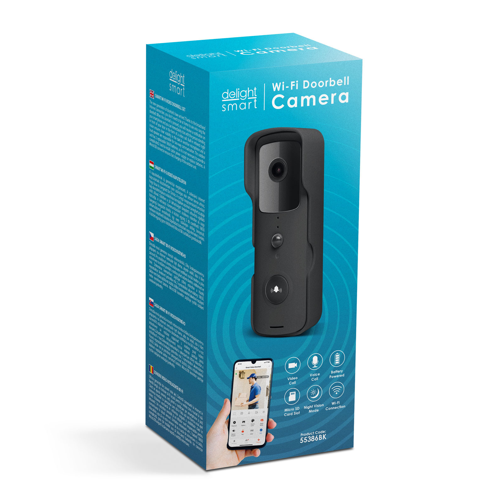 Pametni Wi-Fi video zvonec s kamero 2,0 MP FHD Tuya MicroSD PIR črn