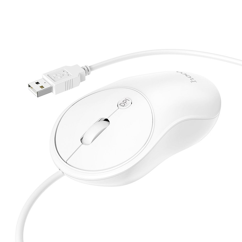 Žična miška HOCO business 1000 / 1600 DPI 1,5m bela