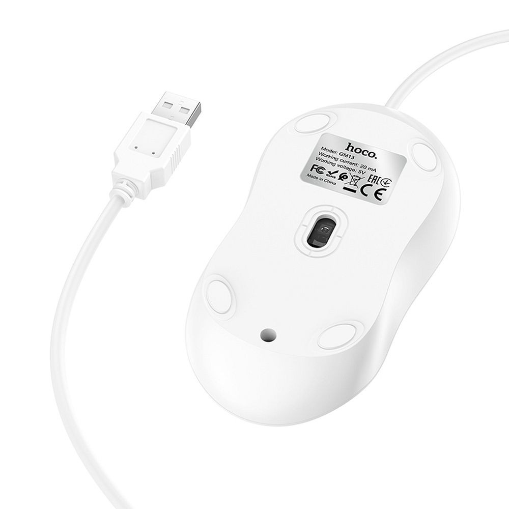 Žična miška HOCO business 1000 / 1600 DPI 1,5m bela