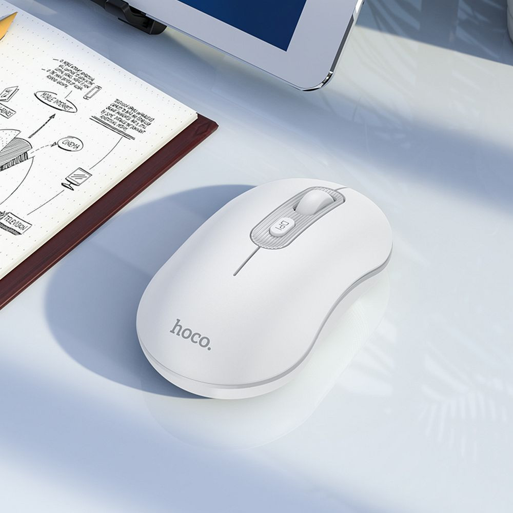 Brezžična miška HOCO business 2.4 gHz 1200 DPI USB bela