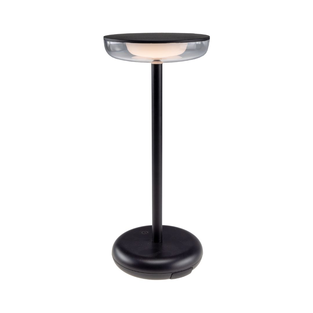 Akumulatorska kovinska LED namizna svetilka 2900K IP44 zatemnilno stikalo 26cm