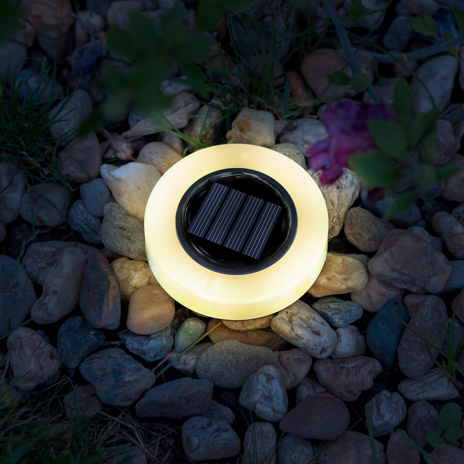 LED solarna svetilka za v zemljo - okrogla 105 x 128mm toplo bela LED