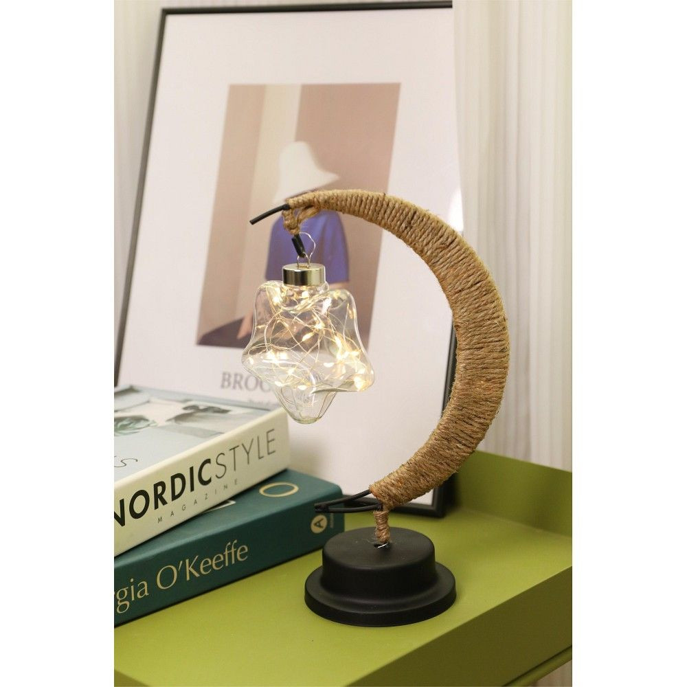 LED namizna svetilka z ratanom Art Deco Twirl star na baterije