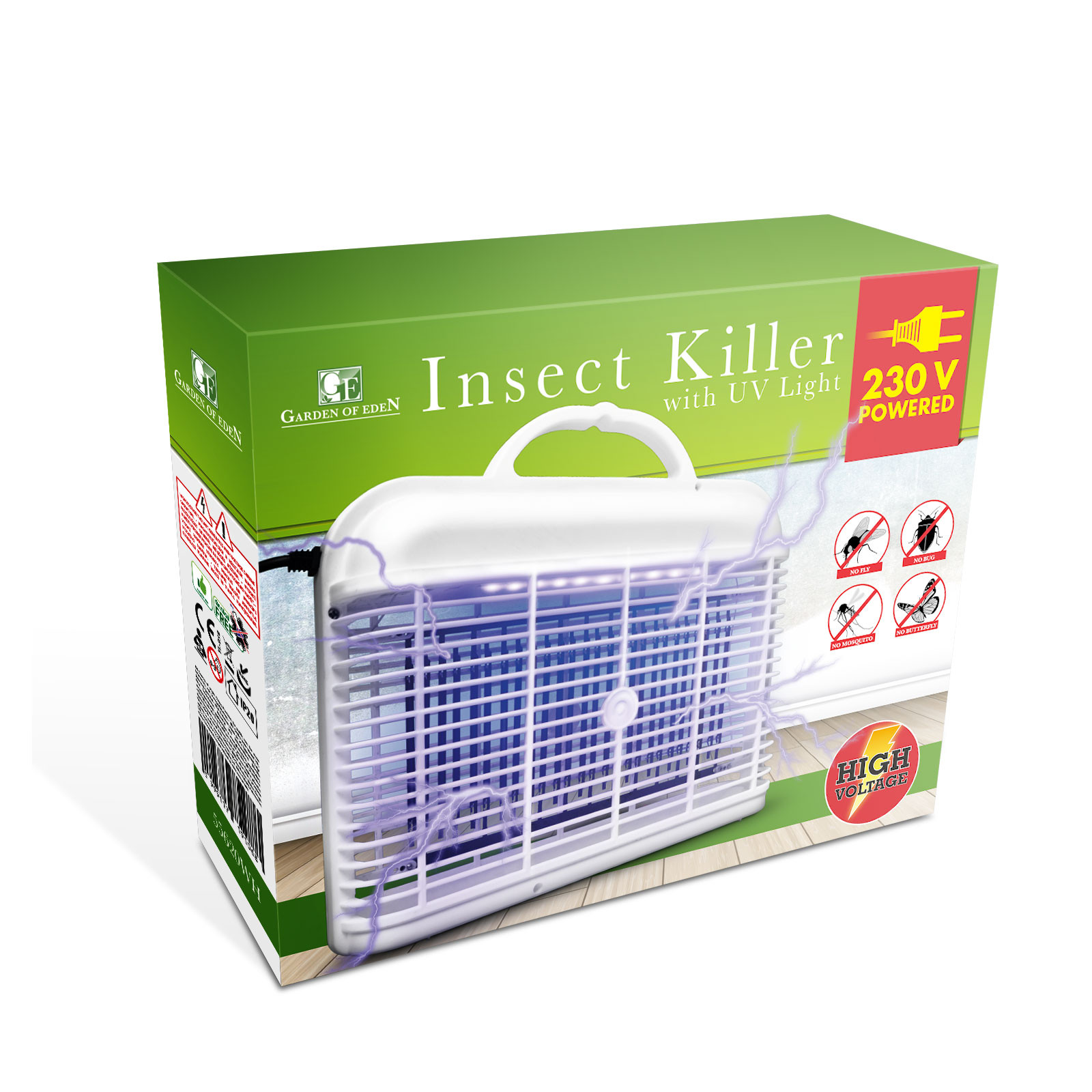 UV viseča svetilka s pastjo za žuželke 230V, viseča - bela