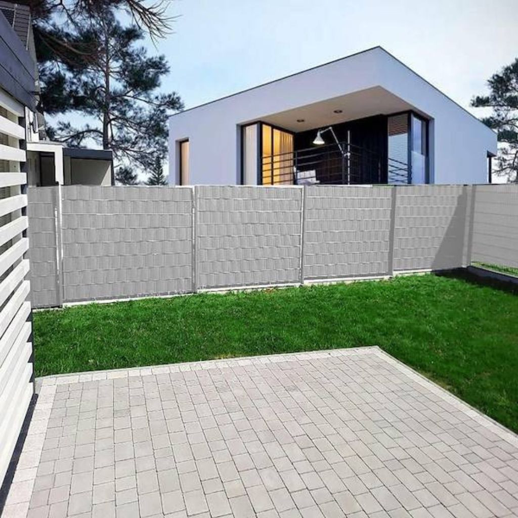 Trak za panelno ograjo za zaščito zasebnosti 450g/m2 19cm x 35m + 20 sponk siva