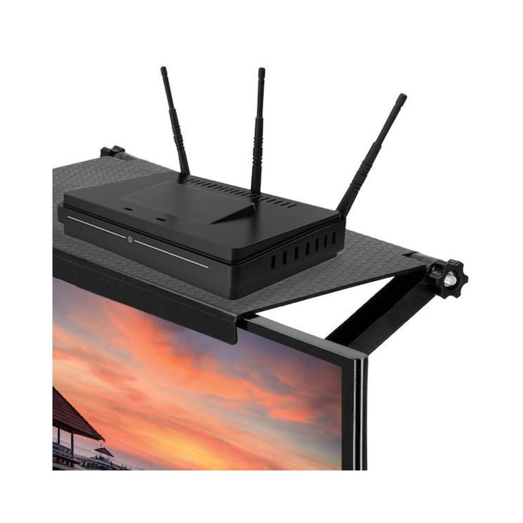 PVC polica za nad TV za sprejemnik / modem črna