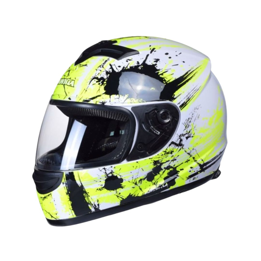 Čelada integralna za moped, skuter, motor rumena/bela velikost M