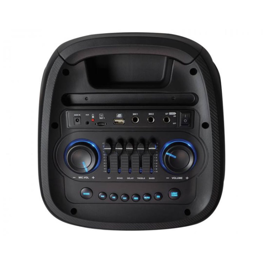 Prenosni bluetooth zvočnik 2x8" 400W z 2 mikrofonoma in RGB LED osvetlitvijo USB/SD/AUX 7200mAh