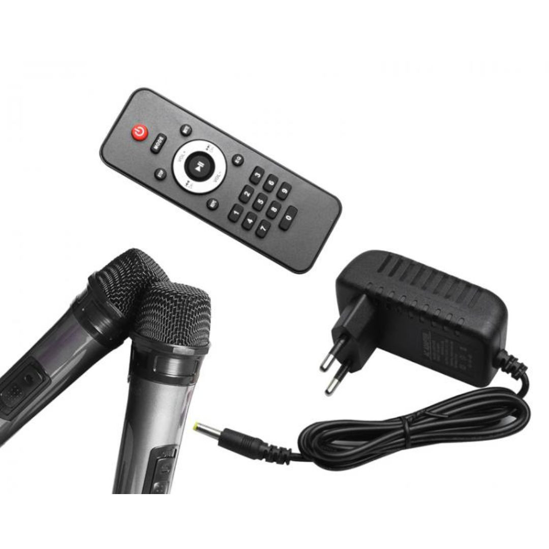 Prenosni bluetooth zvočnik 2x8" 400W z 2 mikrofonoma in RGB LED osvetlitvijo USB/SD/AUX 7200mAh