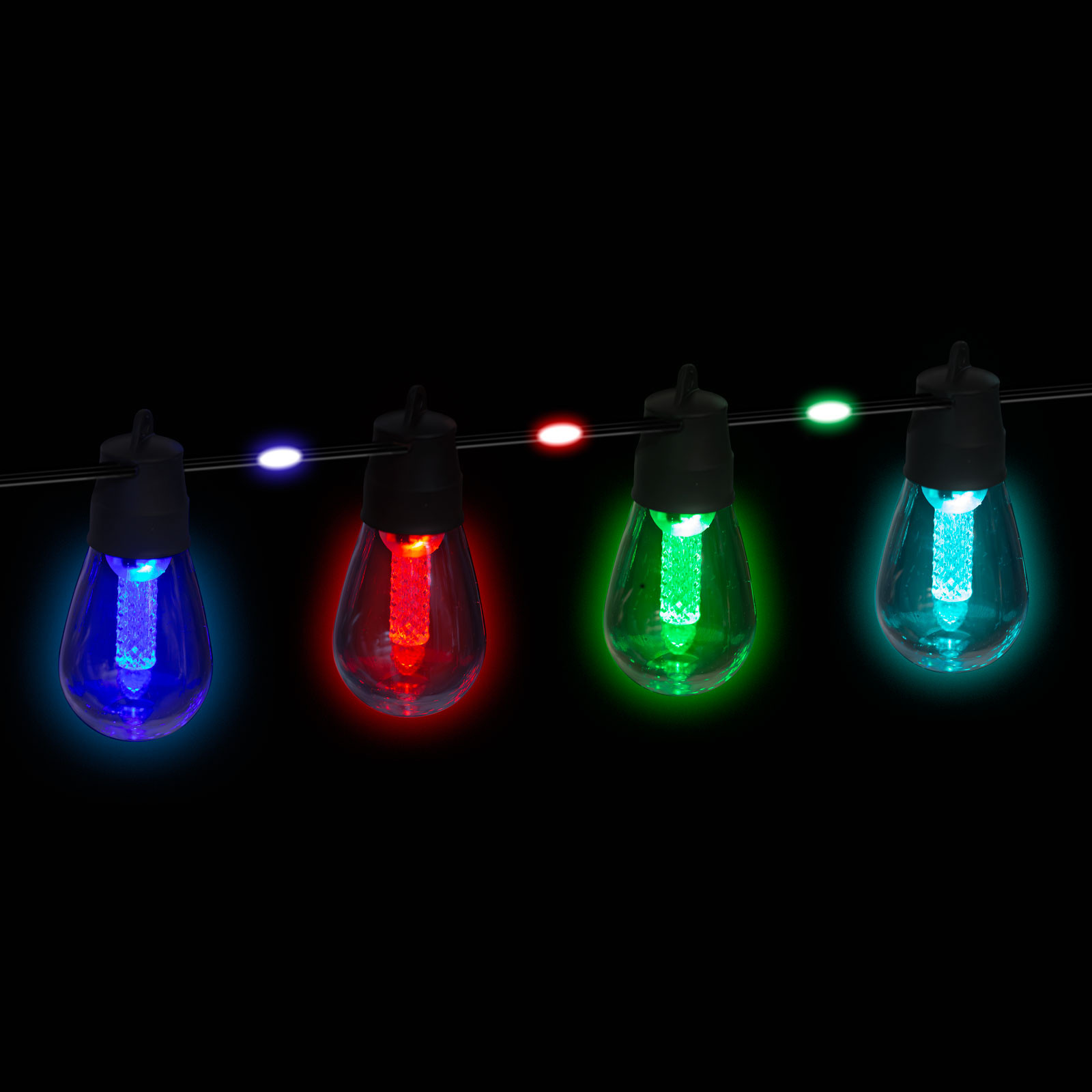 LED bluetooth solarni niz v obliki žarnic 84 RGB LED + 15  toplo / hladno belih LED 15m