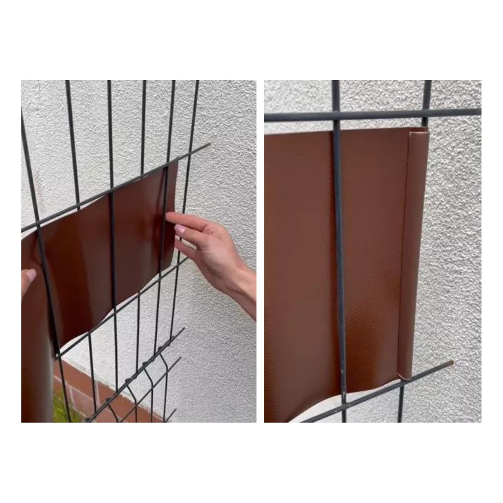 Trak za panelno ograjo za zaščito zasebnosti 450g/m2 19cm x 35m + 20 sponk rjav