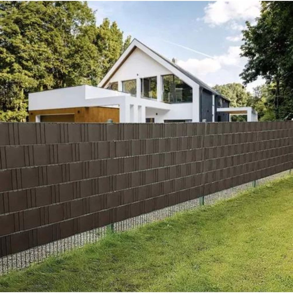 Trak za panelno ograjo za zaščito zasebnosti 450g/m2 19cm x 35m + 20 sponk rjav