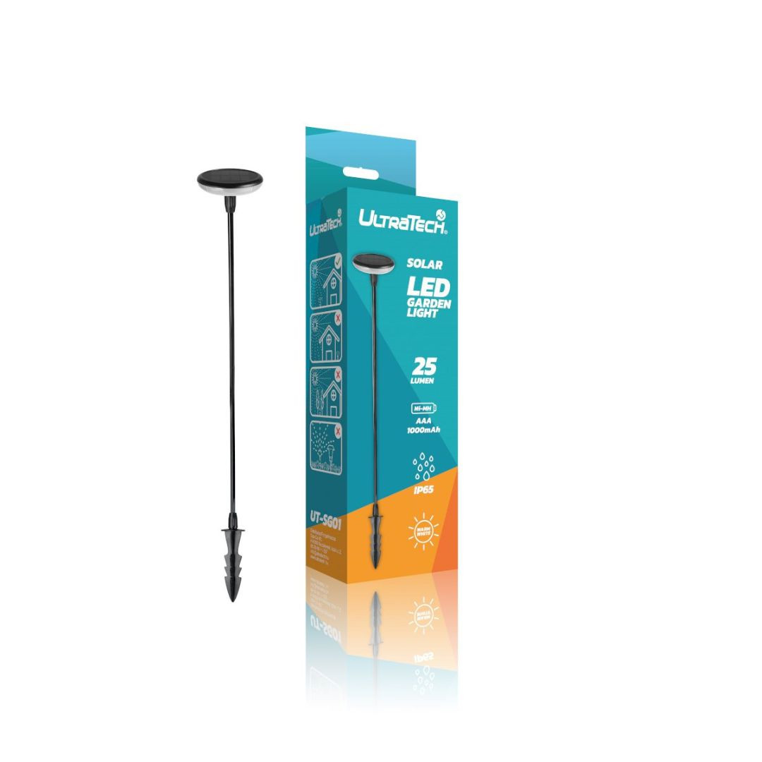 Vrtna LED solarna svetilka 25lm IP65 toplo bela 1000mAh 76cm