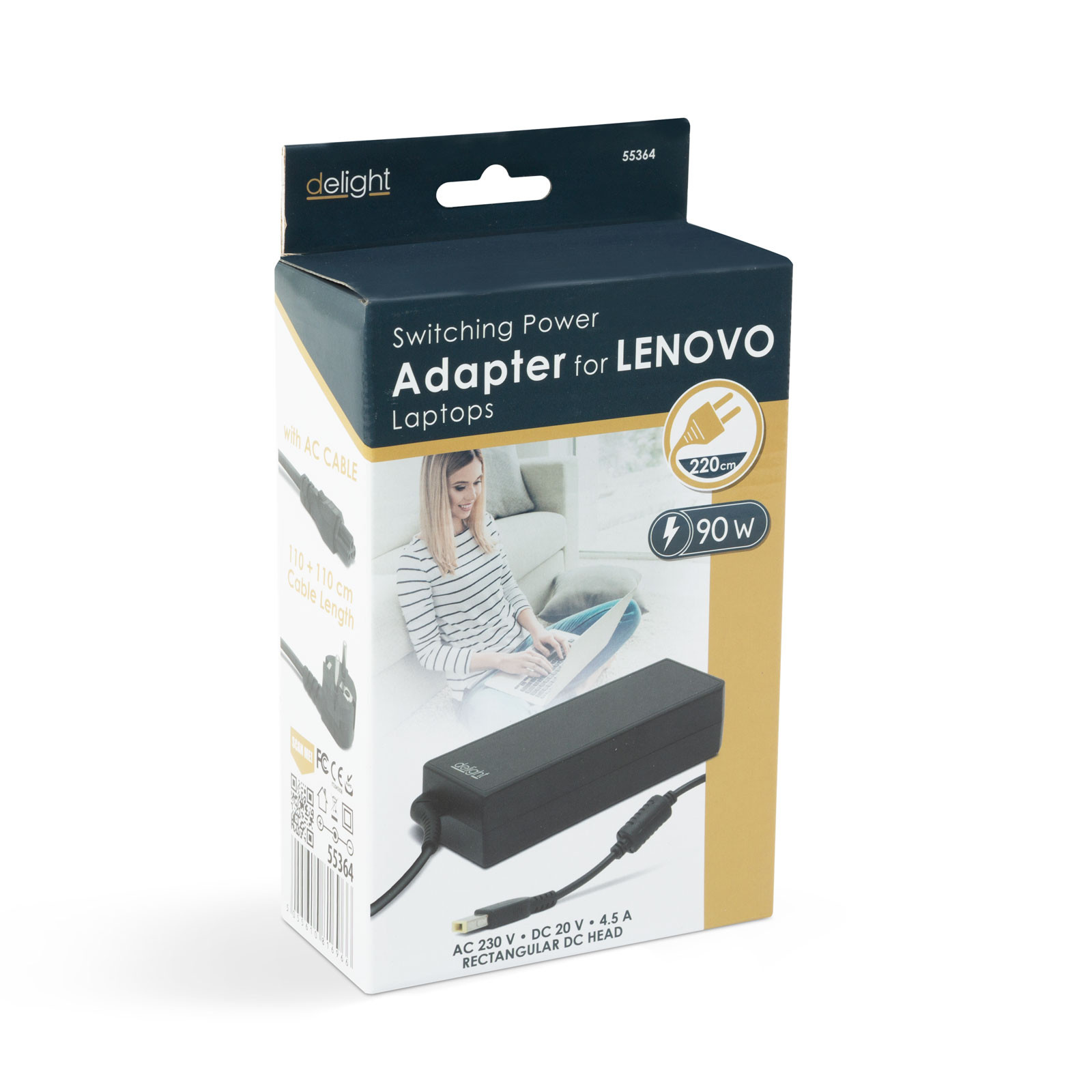 Napajalnik za prenosne računalnike Lenovo - 90W 20V 4.5A - 11 / 6,7 x 4,5 / 3 mm