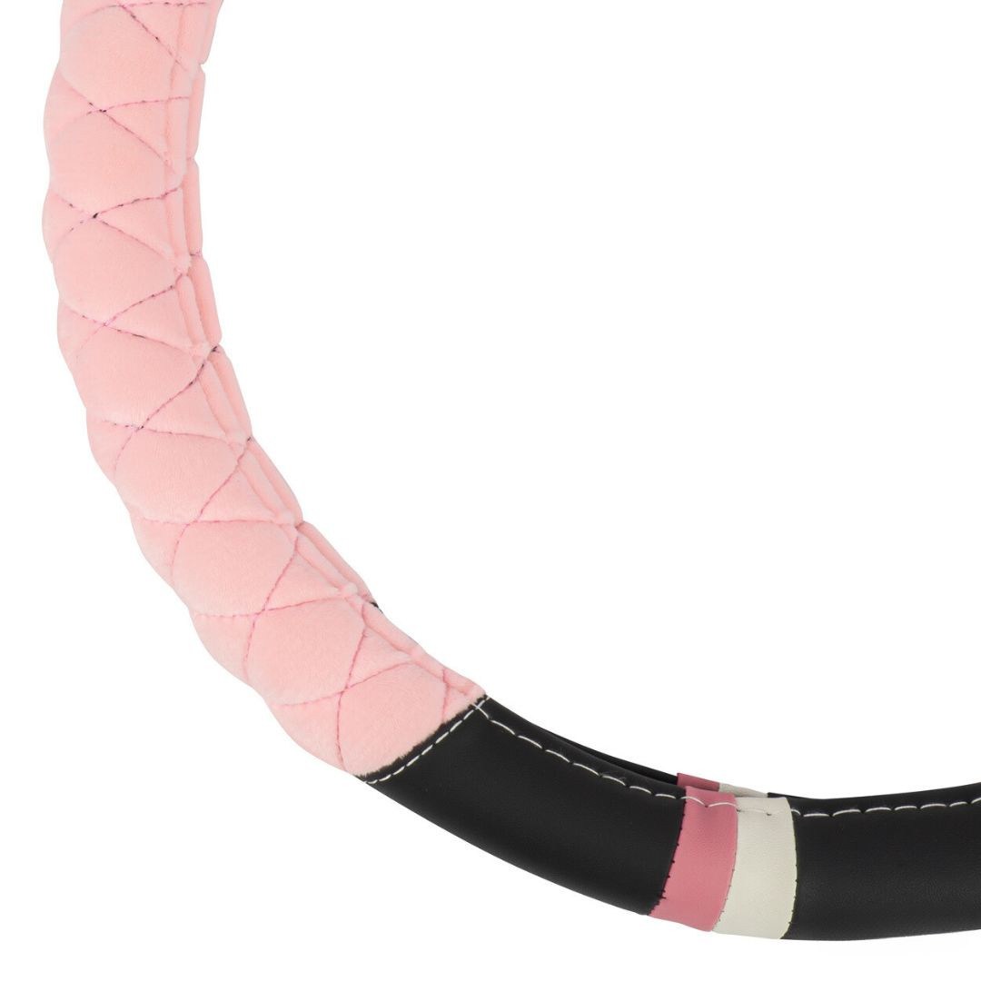 Prevleka za volan črna / roza pliš M (37-39cm)