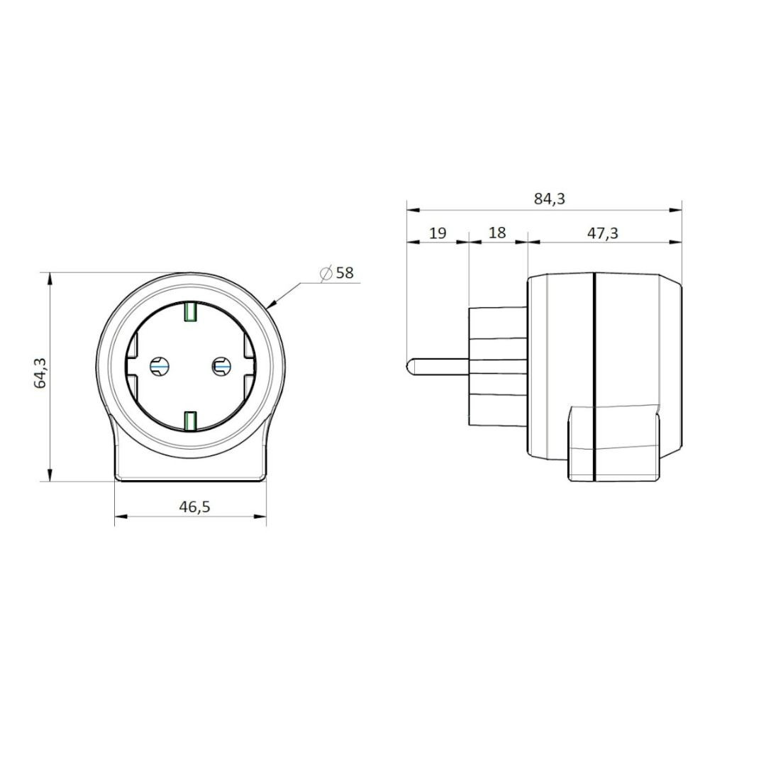 Šuko adapter z 2x USB 5V in 1xUSB-C vtičnico 16A 250V bel