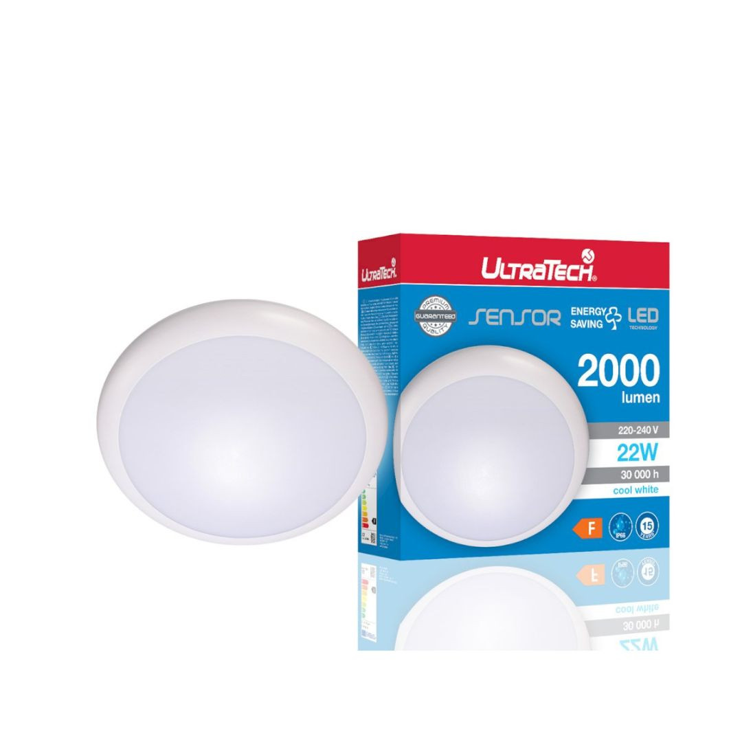 Vodotesna LED plafoniera z mikrovalovnim senzorjem gibanja 22W 2000lm 4000K IP66