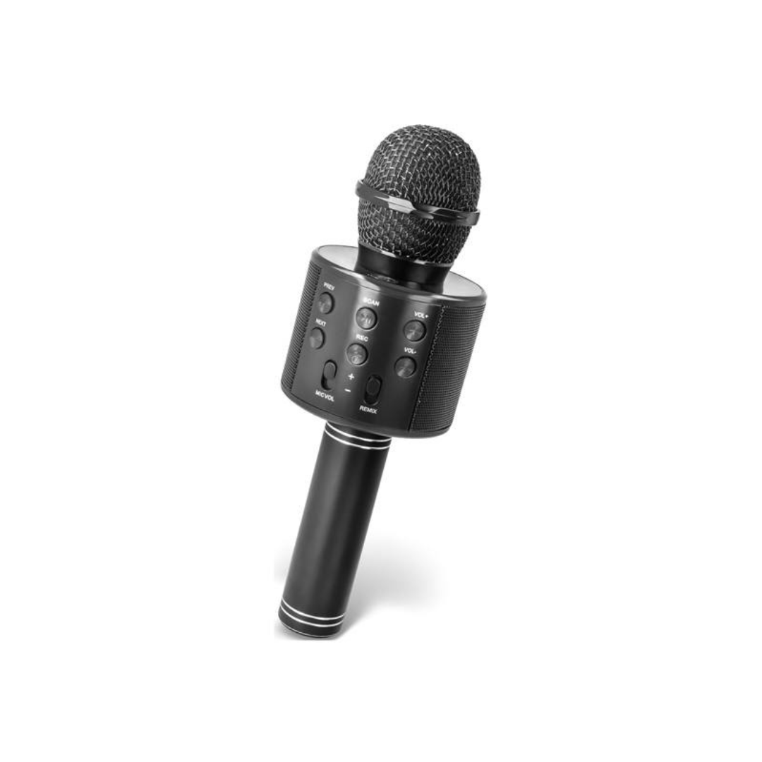 Karaoke bluetooth mikrofon z zvočnikom ter RGB osvetlitvijo črn
