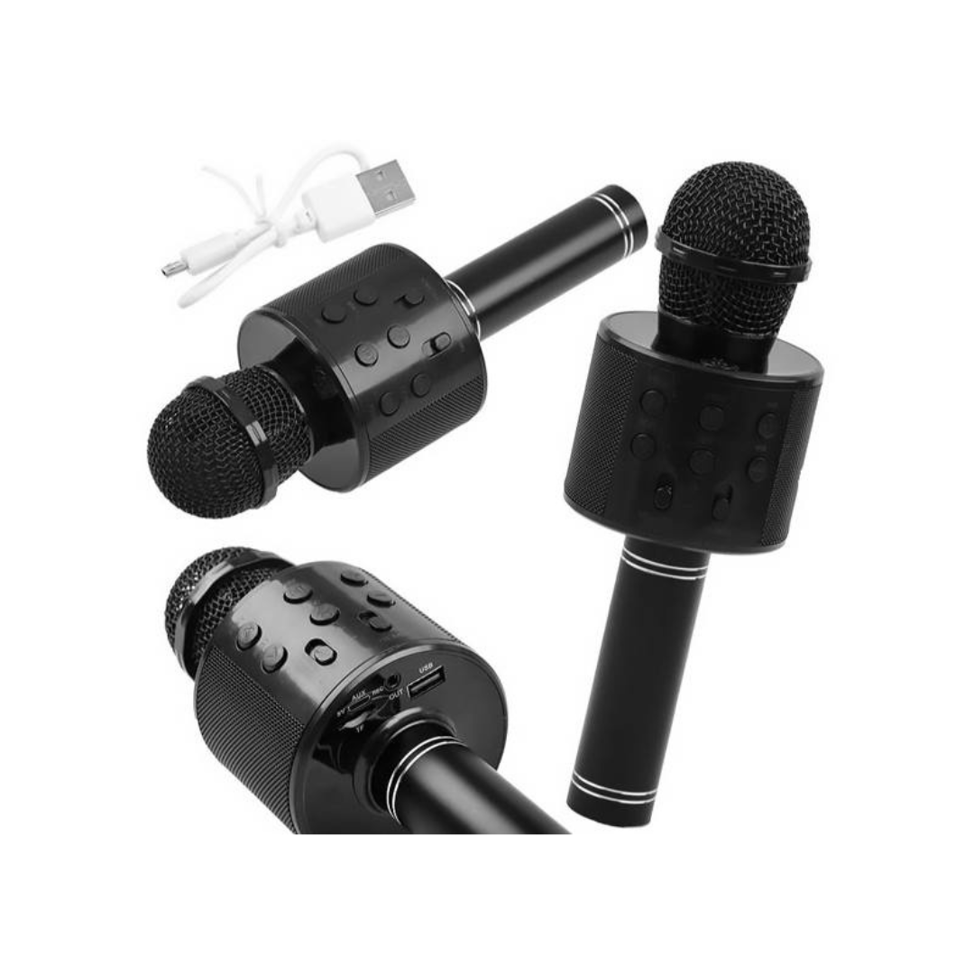 Karaoke bluetooth mikrofon z zvočnikom ter RGB osvetlitvijo črn