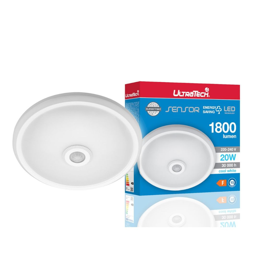 Stropna LED plafoniera s PIR senzorjem gibanja 20W 1800lm 180/360 stopinj IP20 290x57mm