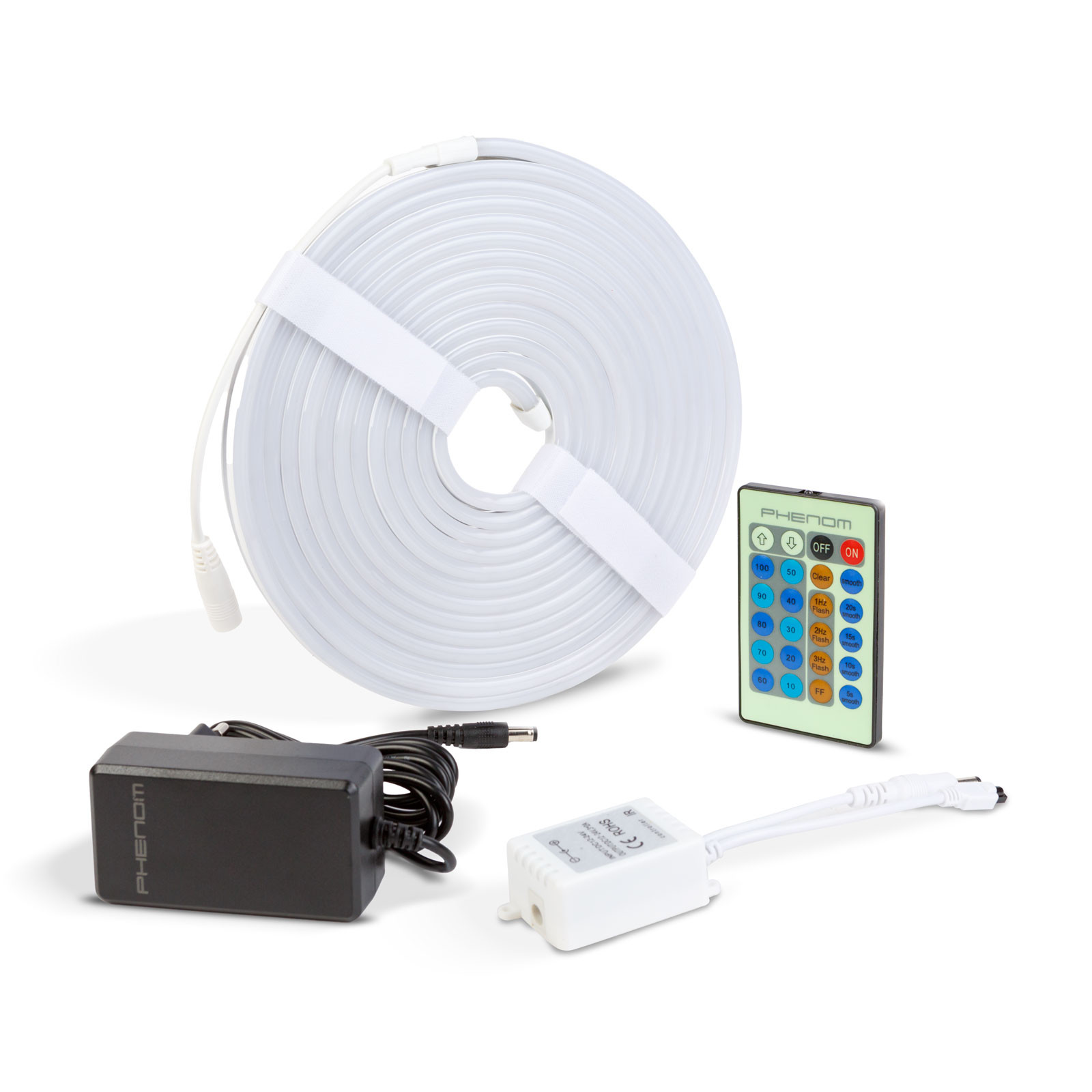 NEON LED trak toplo bel 5m s kontrolerjem in napajalnikom 220-240V 2835 SMD, 120 LED/m, 6W/m