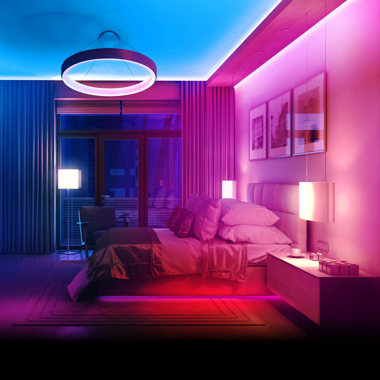 RGB LED trak 3m IP65 s kontrolerjem in napajalnikom 220-240V, 5050 SMD, 30 LED/m, 7,2W/m