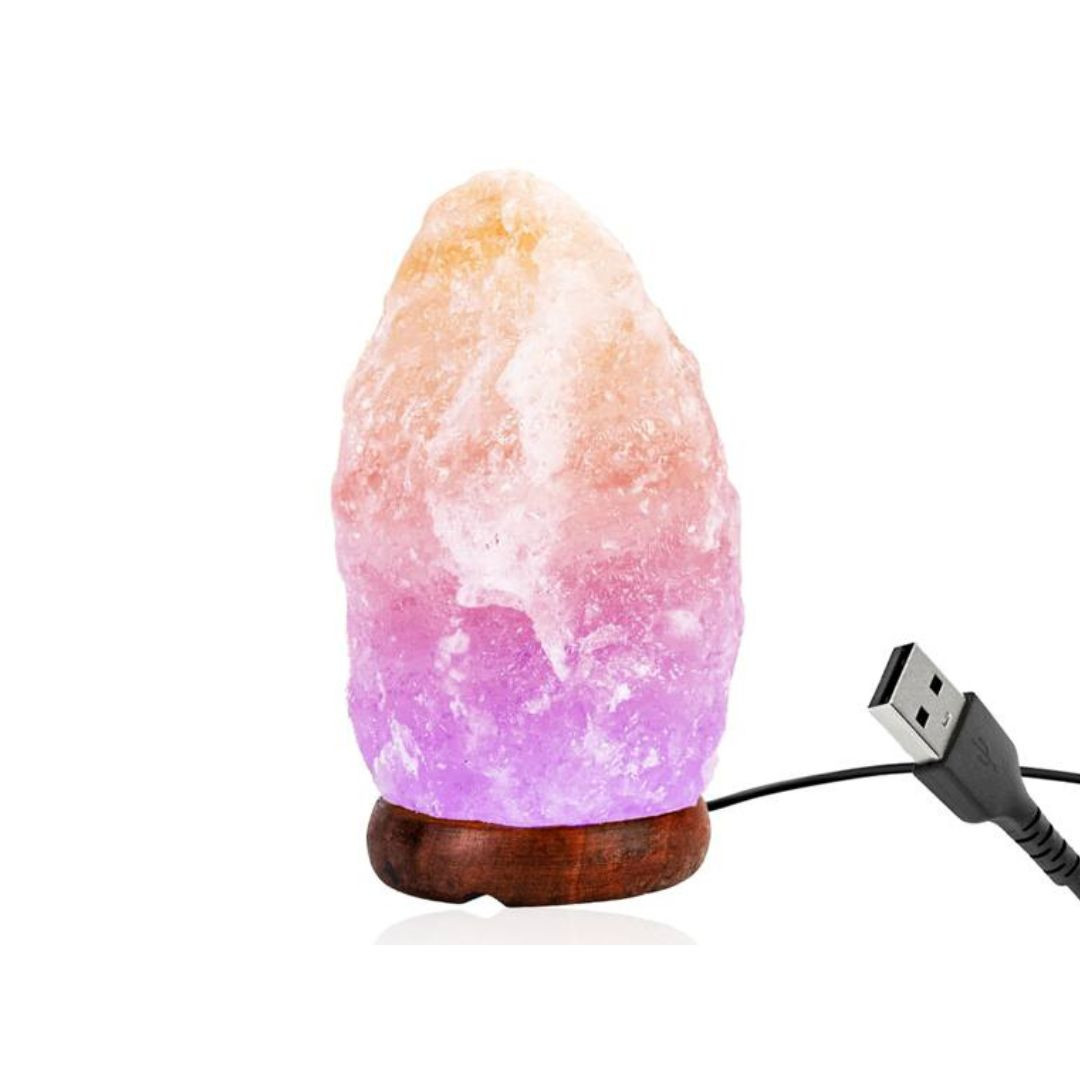 Namizna svetilka iz naravnega kristala himalajske soli + ionizator USB napajanje