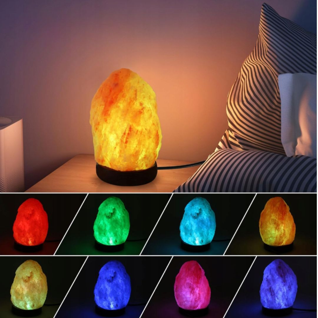 Namizna svetilka iz naravnega kristala himalajske soli + ionizator USB napajanje