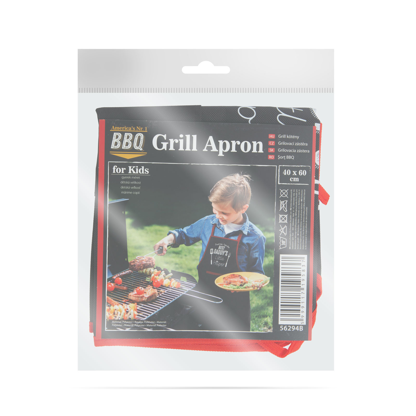 Otroški predpasnik za žar BBQ 44 x 60 cm črn